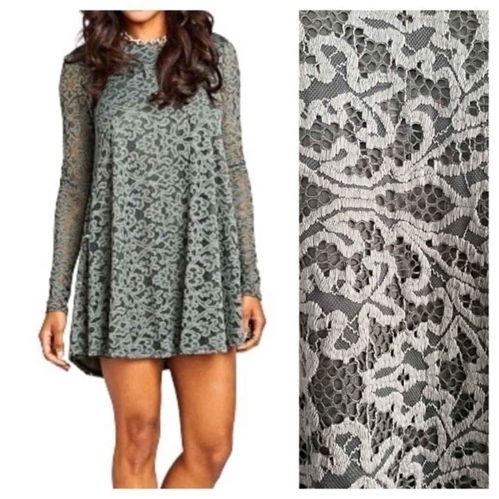 Show Me Your Mumu Rosemary Green Lace Tyler Tunic Dress Small
